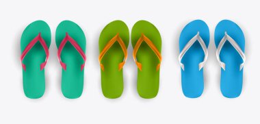 Beach Flip Flop koleksiyonu kümesi vektör çizim