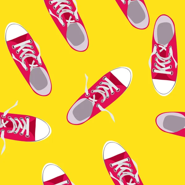 Naadloze patroon met schoenen op kleur achtergrond vectorillustratie — Stockvector