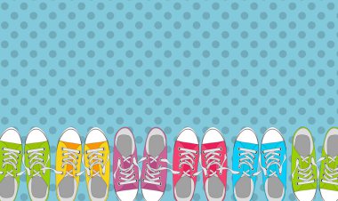 Pop Art stil vektör çizim içinde renk arka plan üzerinde ayakkabı