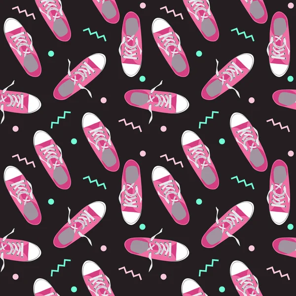 Seamless Pattern with shoes on color background Vector Illustration — Stock Vector