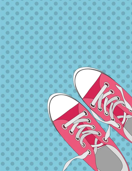 Par de sapatos em fundo de cor em Pop Art Estilo Vector Ilustração — Vetor de Stock