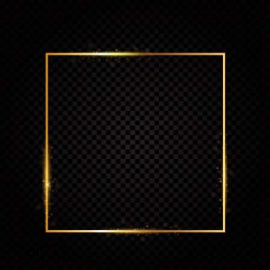 Soyut parlak altın çerçeve lüks şeffaf arka plan üzerinde. Vektör çizim