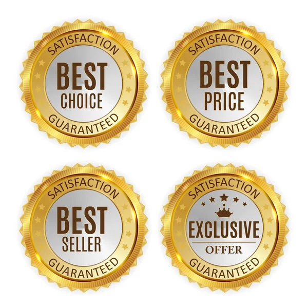 Bästa pris, säljaren, val och exklusiv erbjuder gyllene glänsande etikett Sign Collection Set. Vektorillustration — Stock vektor