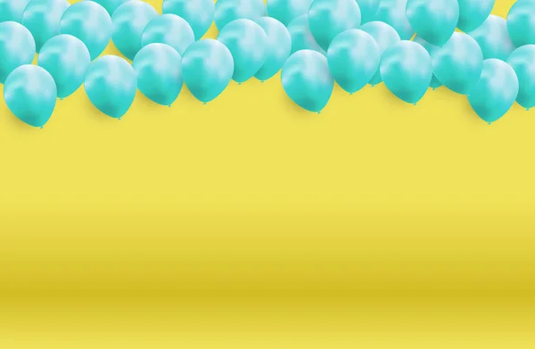 Brillante Feliz Cumpleaños Globos Fondo Vector Illustration — Archivo Imágenes Vectoriales