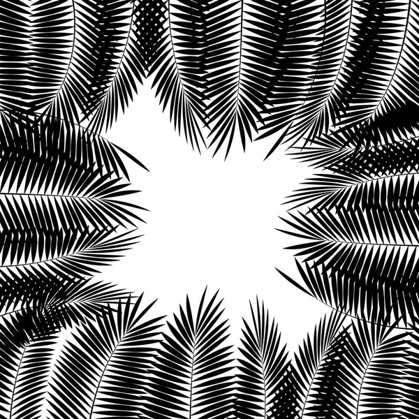 Schwarzes Palmblatt auf weißem Hintergrund. Vektorillustration — Stockvektor