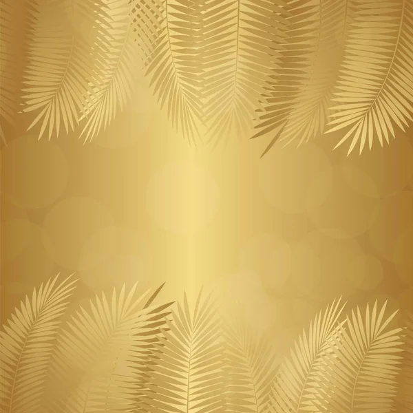 Gold Palm Leaf Vector Arrière-plan. Illustration vectorielle — Image vectorielle