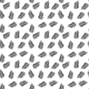 Palmiye ağaçları beyaz arka plan üzerinde silüeti. Seamless modeli. Vektör çizim.