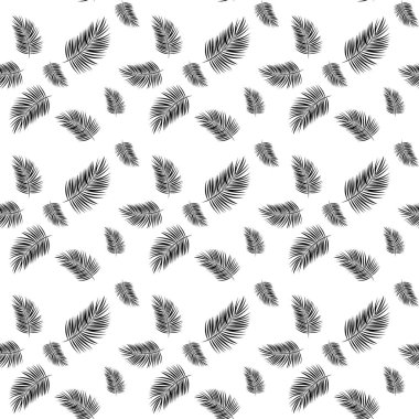 Palmiye ağaçları beyaz arka plan üzerinde silüeti. Seamless modeli. Vektör çizim.