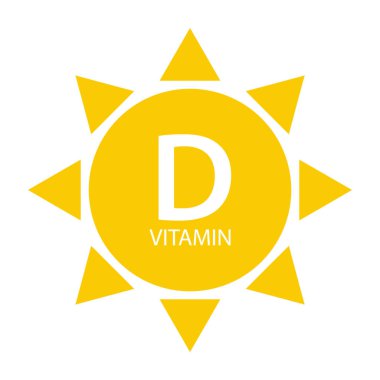 D vitamini güneş simgesi simgesi. Vektör İllüstrasyonu