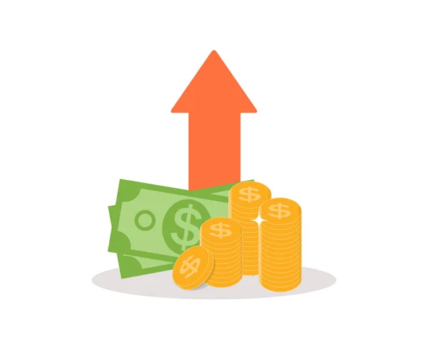 Augmentation des revenus, stratégie financière, pièces d'or Icône Sign Business Finance Money Concept Illustration vectorielle — Image vectorielle