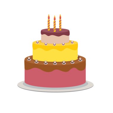 Doğum günü pastası düz simgesi tasarımınız vektör çizim için