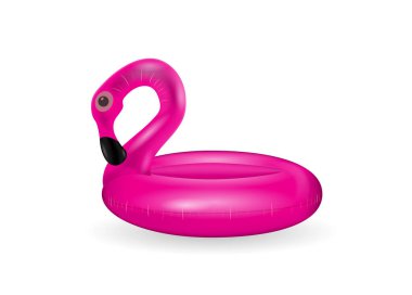 Yüzme ve deniz pembe flamingo şişme rahatlatıcı için hava ile şişirilen daire. Vektör çizim
