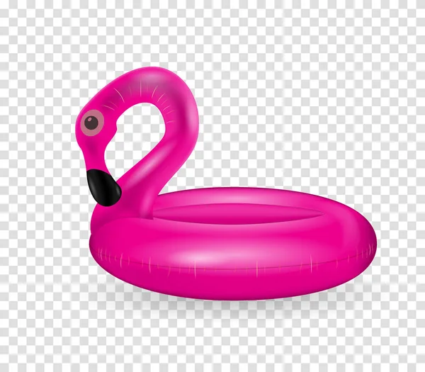 Opblaasbare cirkel om te zwemmen en ontspannen roze flamingo's opblaasbare op transparante achtergrond. Vectorillustratie — Stockvector