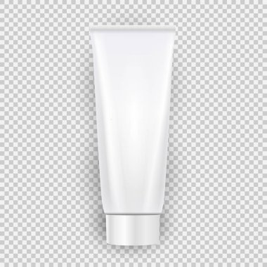 Beyaz boş krem şişe şablon üstten görünüm üzerinde şeffaf arka plan izole gölge ile. Vektör çizim