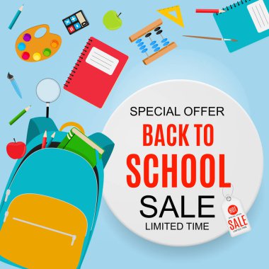 Okul Satılık arka plan düşen sonbahar yaprakları ile başa tasarlamak vektör çizim