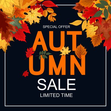 Düşen sonbahar yaprakları ile soyut vektör çizim sonbahar satış arka plan