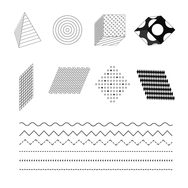 Formas geométricas simples em preto e branco da moda. Ilustração vetorial — Vetor de Stock