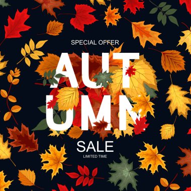 Düşen sonbahar yaprakları ile soyut vektör çizim sonbahar satış arka plan