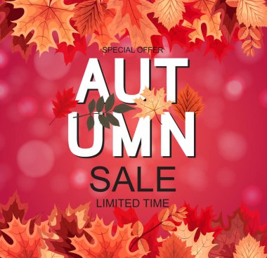 Düşen sonbahar yaprakları ile soyut vektör çizim sonbahar satış arka plan