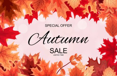 Düşen sonbahar yaprakları ile soyut vektör çizim sonbahar satış arka plan