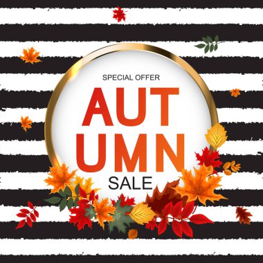 Düşen sonbahar yaprakları ile soyut vektör çizim sonbahar satış arka plan