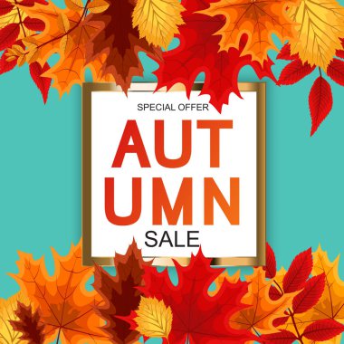 Düşen sonbahar yaprakları ile soyut vektör çizim sonbahar satış arka plan