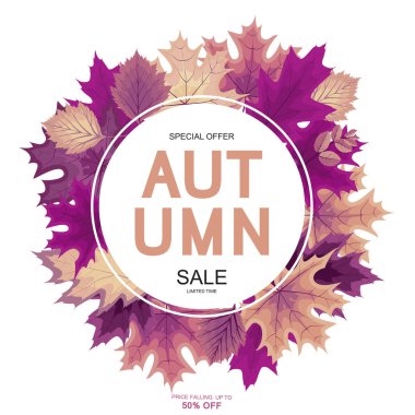 Düşen sonbahar yaprakları ile soyut vektör çizim sonbahar satış arka plan