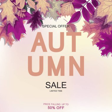 Düşen sonbahar yaprakları ile soyut vektör çizim sonbahar satış arka plan