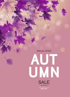 Düşen sonbahar yaprakları ile soyut vektör çizim sonbahar satış arka plan