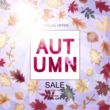 Düşen sonbahar yaprakları ile soyut vektör çizim sonbahar satış arka plan