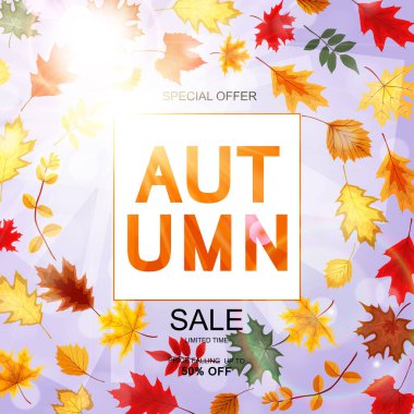 Düşen sonbahar yaprakları ile soyut vektör çizim sonbahar satış arka plan