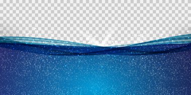 Mavi sualtı okyanus dalgası şeffaf arka plan üzerinde soyut. Vektör çizim
