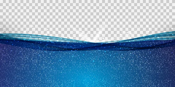 Abstrato Azul oceano subaquático Onda em Fundo Transparente. Ilustração vetorial — Vetor de Stock