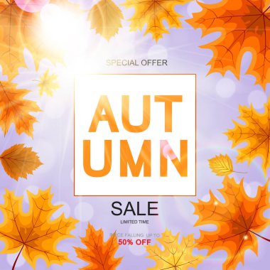 Düşen sonbahar yaprakları ile soyut vektör çizim sonbahar satış arka plan