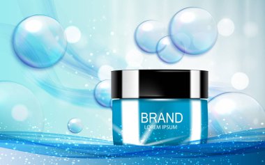 Tasarım kozmetik ürün şablonu reklamlar veya dergi arka plan için. 3D gerçekçi vektör Iillustration