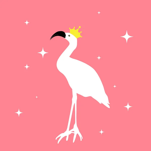 Silhueta de belas ilustrações vetoriais coloridas de flamingos em coroa — Vetor de Stock