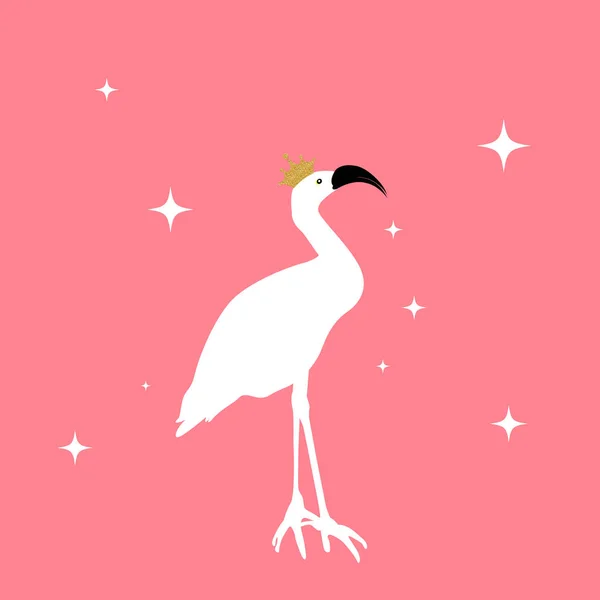 Siluett av vackra färgade vektor illustrationer av flamingos i kronan — Stock vektor
