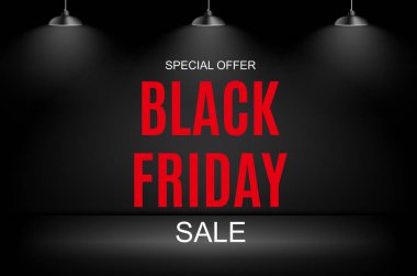 Siyah Cuma satış yazıt afiş tasarım şablonu. Vektör çizim