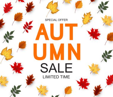 Düşen sonbahar yaprakları ile soyut vektör çizim sonbahar satış arka plan