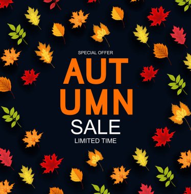 Düşen sonbahar yaprakları ile soyut vektör çizim sonbahar satış arka plan