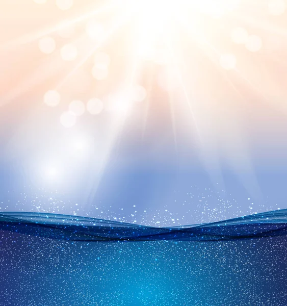 Resumen Azul marino submarino Wave Background. Ilustración vectorial — Vector de stock