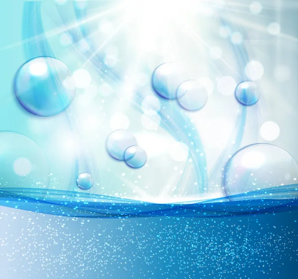 Resumen Azul marino submarino Wave Background. Ilustración vectorial — Vector de stock