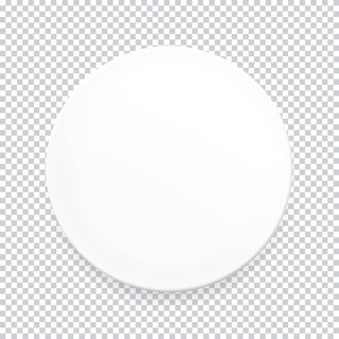 Boş beyaz yuvarlak plaka tasarımınız için şeffaf bir arka plan üzerinde. Vektör çizim