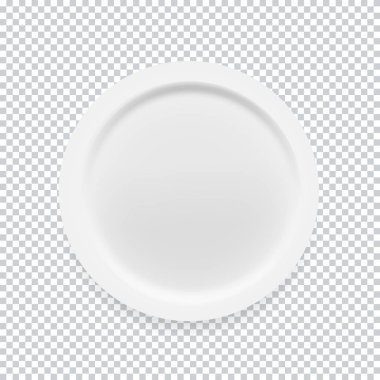 Boş beyaz yuvarlak plaka tasarımınız için şeffaf bir arka plan üzerinde. Vektör çizim