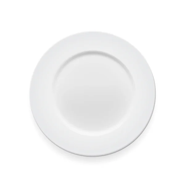 Assiette ronde blanche vide sur fond blanc pour votre conception. Illustration vectorielle — Image vectorielle