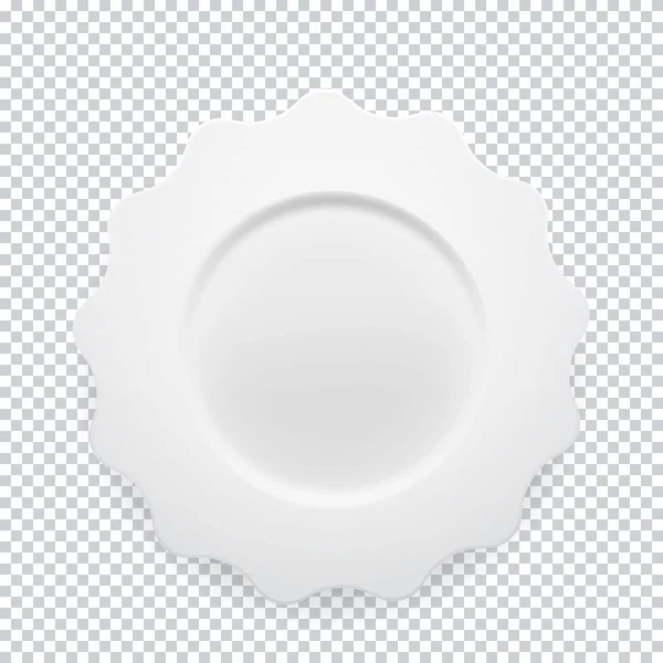 Άδειο λευκό στρογγυλό πιάτο σε διαφανές φόντο για το σχέδιό σας. Εικονογράφηση διάνυσμα — Διανυσματικό Αρχείο