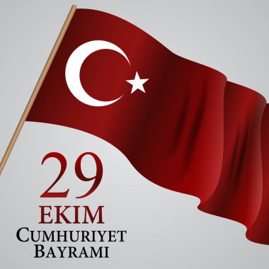 29 Ekim Cumhuriyet Bayraminiz. Çeviri: 29 Ekim günü Türkiye Cumhuriyeti. Vektör çizim