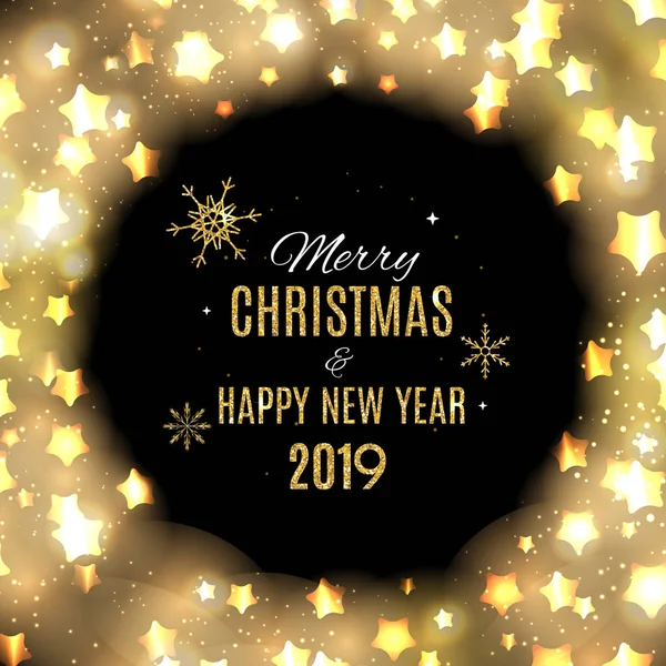 2019 mutlu yeni yıl altın parlak arka plan. Vektör çizim