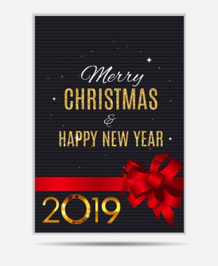 2019 mutlu yeni yıl ve Noel arka plan evlenmek. Vektör çizim