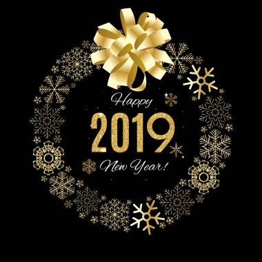 2019 mutlu yeni yıl ve Noel arka plan evlenmek. Vektör çizim